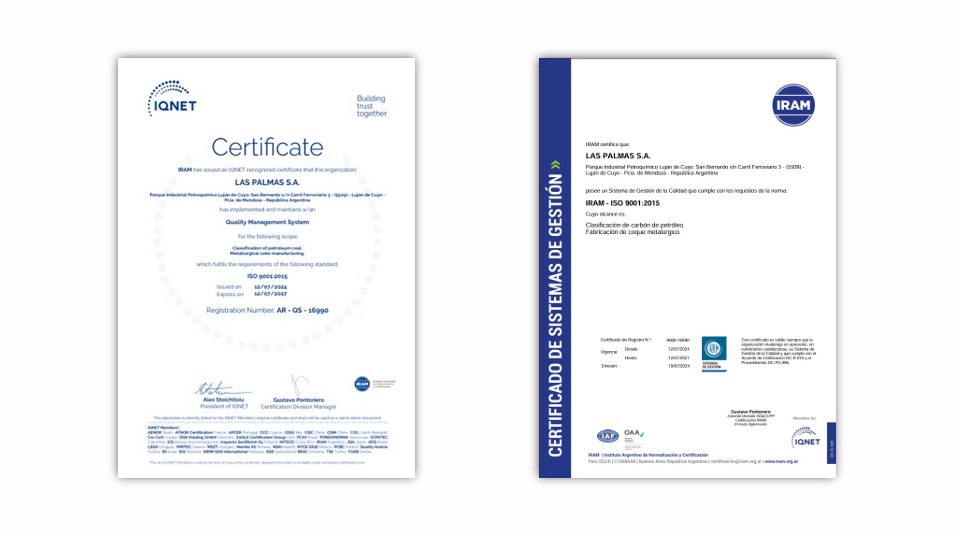 Certificados de calidad de Las Palmas S.A.